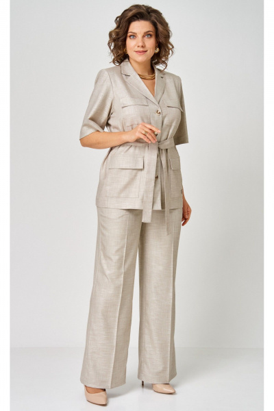 Брюки, жакет БелЭльСтиль 837-3_16_22+601-3_08_22 бежевый - фото 2