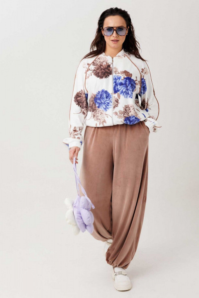 Брюки, бомбер Mislana 1301 белый/синий/коричневый - фото 7