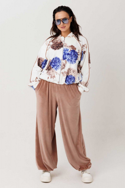Брюки, бомбер Mislana 1301 белый/синий/коричневый - фото 2