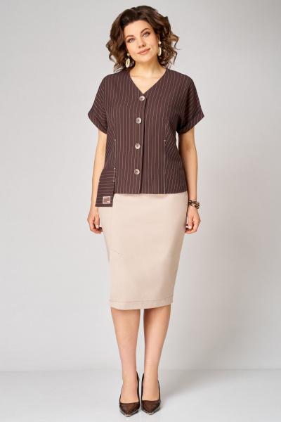 Жакет, юбка Мишель стиль 1360 коричнево-бежевый - фото 8