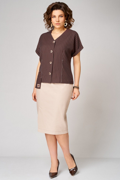 Жакет, юбка Мишель стиль 1360 коричнево-бежевый - фото 3