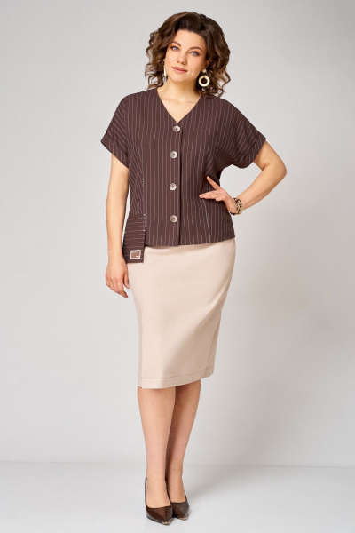 Жакет, юбка Мишель стиль 1360 коричнево-бежевый - фото 1