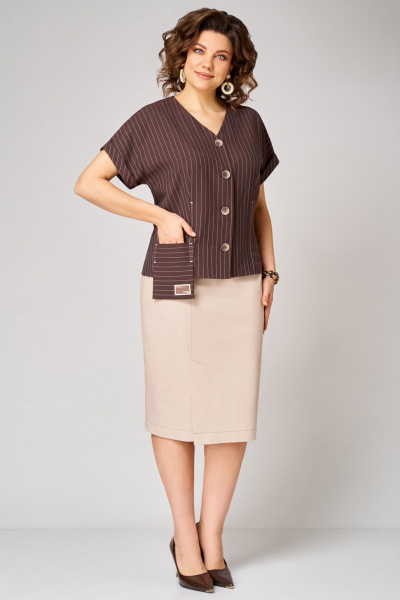 Жакет, юбка Мишель стиль 1360 коричнево-бежевый - фото 2