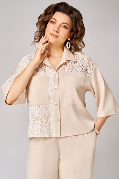 Блуза, брюки Мишель стиль 1364 светло-бежевый - фото 7