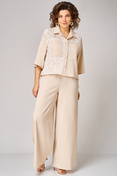 Блуза, брюки Мишель стиль 1364 светло-бежевый - фото 4