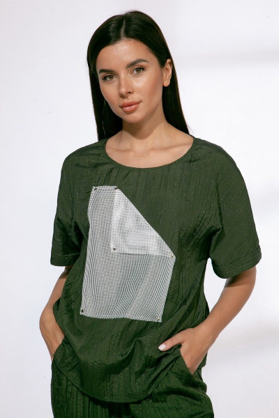 Демисезонные спортивные брюки с карманами и майка Angelina & Сo 571 зеленый - фото 4