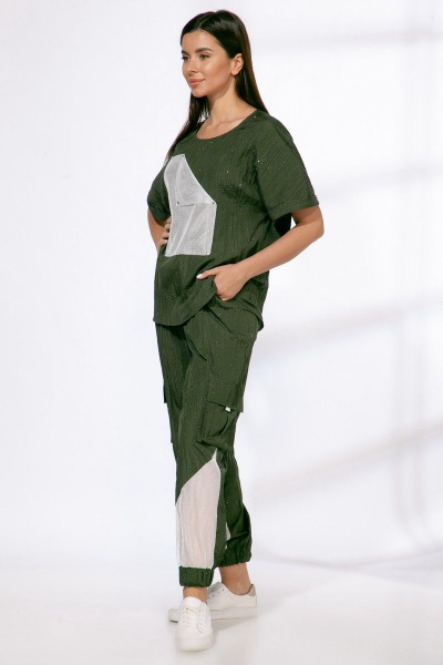 Демисезонные спортивные брюки с карманами и майка Angelina & Сo 571 зеленый - фото 3