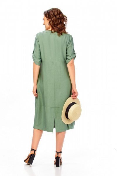 Платье Ольга Стиль С-1014 серо-зеленый - фото 7