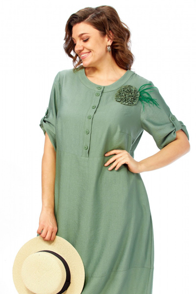 Платье Ольга Стиль С-1014 серо-зеленый - фото 6