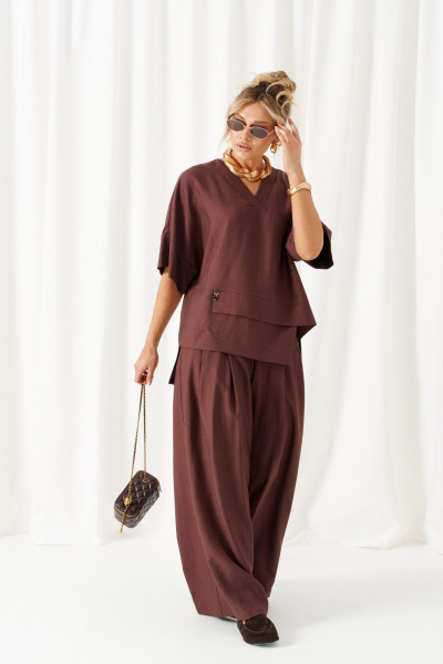 Блуза, брюки Beautiful&Free 6470 шоколад - фото 5