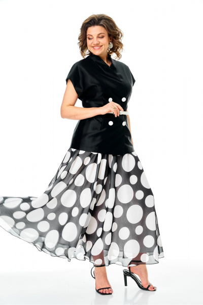 Жилет, юбка Anastasia 1347.1 черно-белый - фото 7