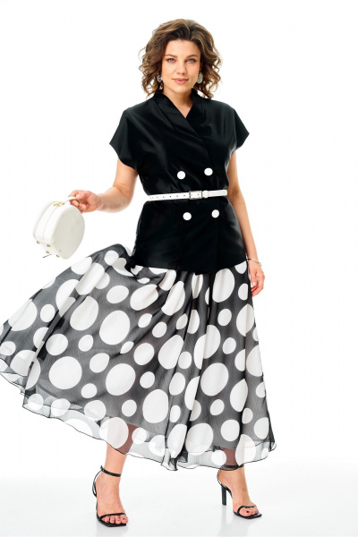Жилет, юбка Anastasia 1347.1 черно-белый - фото 2