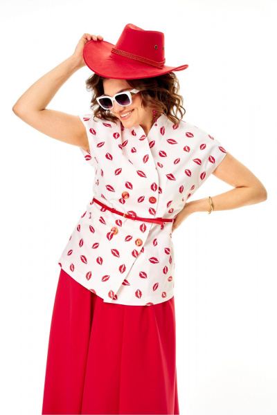 Жилет, юбка Anastasia 1354 бело-красный - фото 19