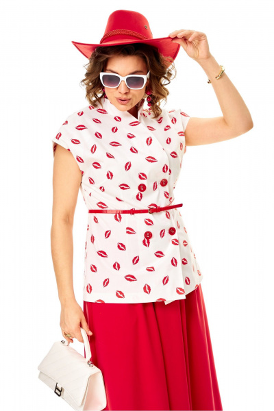 Жилет, юбка Anastasia 1354 бело-красный - фото 17