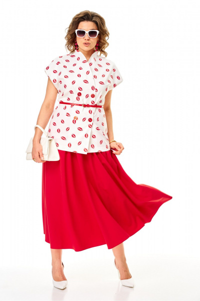 Жилет, юбка Anastasia 1354 бело-красный - фото 11