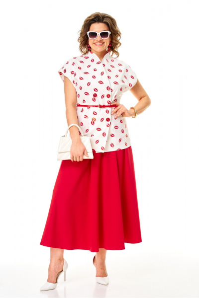Жилет, юбка Anastasia 1354 бело-красный - фото 9