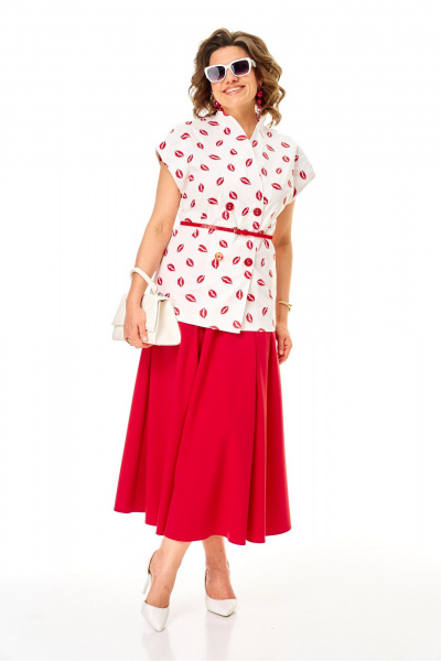 Жилет, юбка Anastasia 1354 бело-красный - фото 8