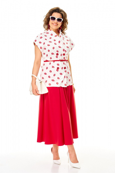 Жилет, юбка Anastasia 1354 бело-красный - фото 7