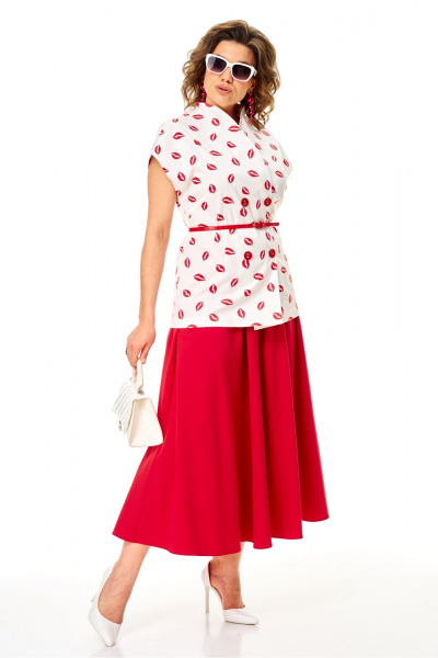 Жилет, юбка Anastasia 1354 бело-красный - фото 6