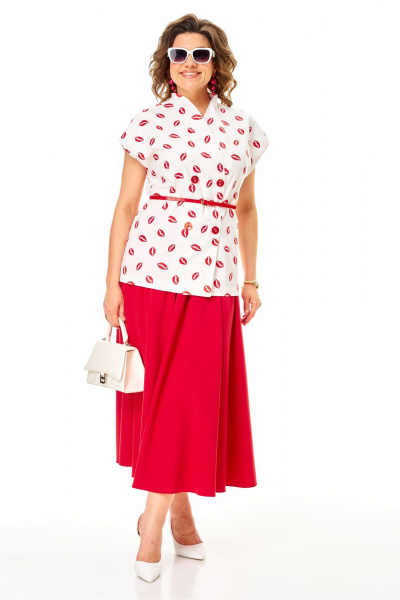 Жилет, юбка Anastasia 1354 бело-красный - фото 4