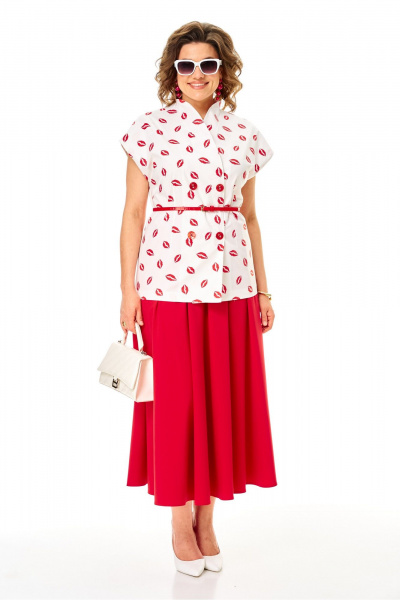Жилет, юбка Anastasia 1354 бело-красный - фото 1