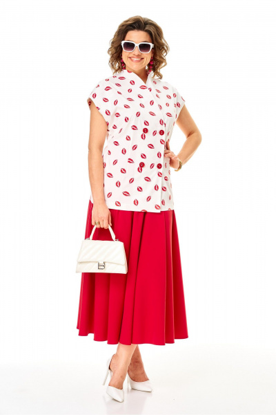Жилет, юбка Anastasia 1354 бело-красный - фото 2