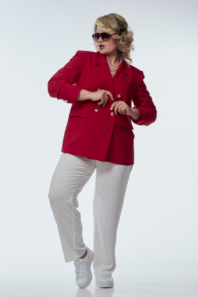 Брюки, жакет OVERYOU М245 красный/белый - фото 2