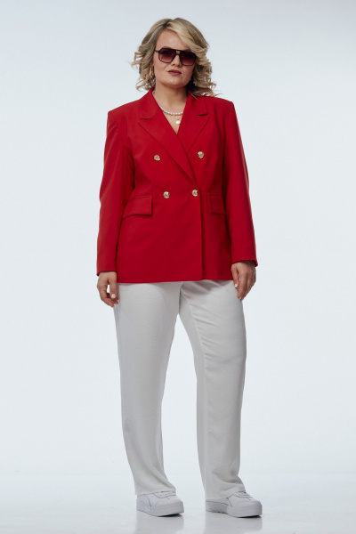 Брюки, жакет OVERYOU М245 красный/белый - фото 1