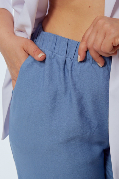 Брюки, жакет OVERYOU М246/1 белый/голубой - фото 7