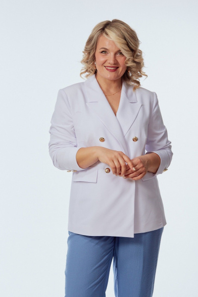 Брюки, жакет OVERYOU М246/1 белый/голубой - фото 3