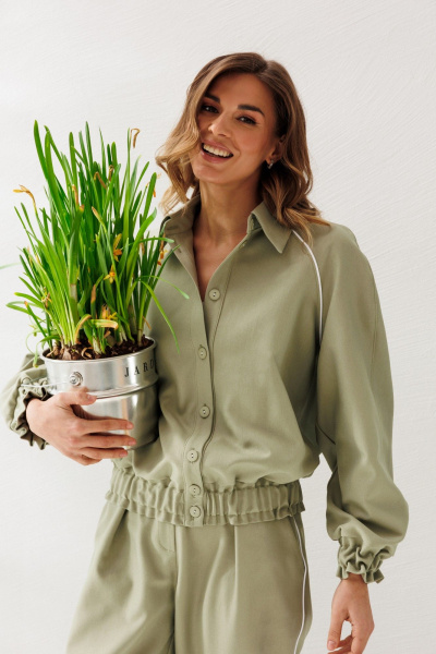 Блуза, брюки Ларс Стиль 1215 олива - фото 6