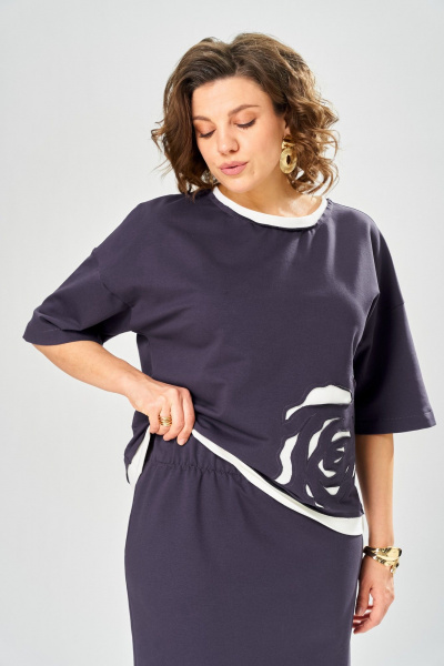 Блуза, юбка Bonna Image 1050/1 серо-фиолетовый - фото 8