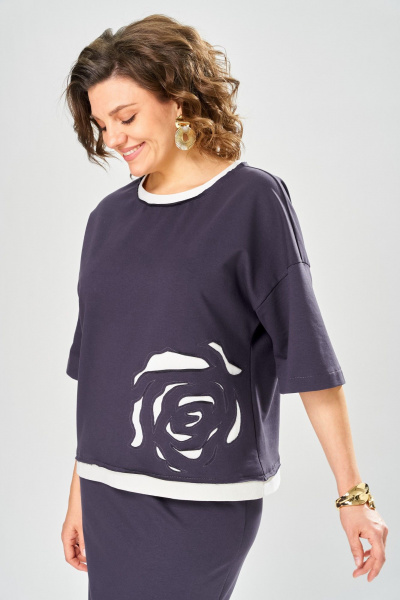 Блуза, юбка Bonna Image 1050/1 серо-фиолетовый - фото 7