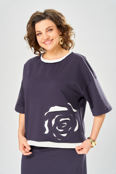 Блуза, юбка Bonna Image 1050/1 серо-фиолетовый - фото 6