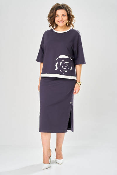 Блуза, юбка Bonna Image 1050/1 серо-фиолетовый - фото 5