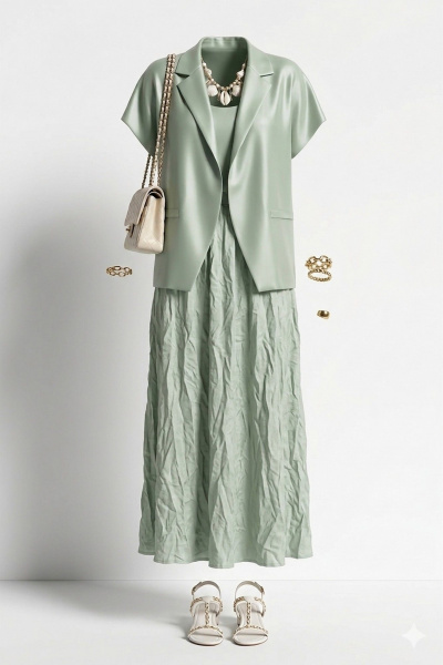 Жилет, платье Vittoria Queen 28013/1 салатовый - фото 12