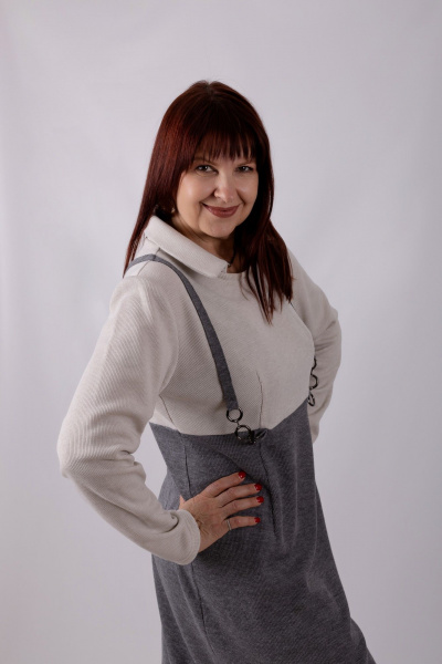 Платье Mita ЖМ1070 беж/серый - фото 7