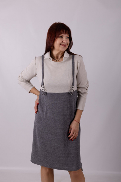 Платье Mita ЖМ1070 беж/серый - фото 2