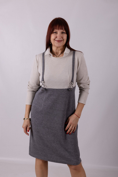 Платье Mita ЖМ1070 беж/серый - фото 1