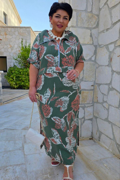 Платье Vittoria Queen 28963 зелено-оранжевый_принт - фото 7