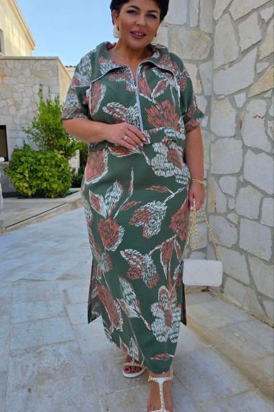 Платье Vittoria Queen 28963 зелено-оранжевый_принт - фото 6