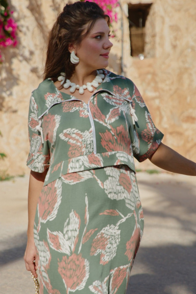 Платье Vittoria Queen 28963 зелено-оранжевый_принт - фото 4