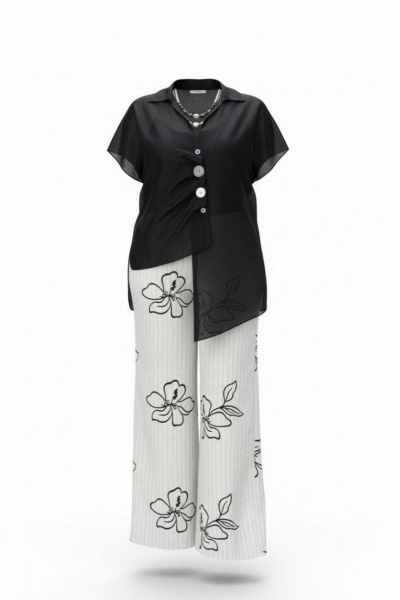 Брюки Vittoria Queen 29093бр черный-молочный - фото 6