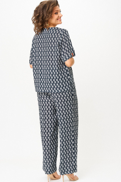 Блуза, брюки БелЭльСтиль 875.3 _22_22+605-2_73_22 сине-белый_принт - фото 7