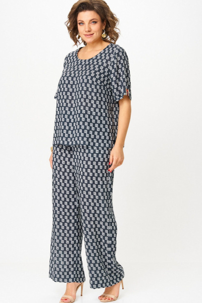 Блуза, брюки БелЭльСтиль 875.3 _22_22+605-2_73_22 сине-белый_принт - фото 6