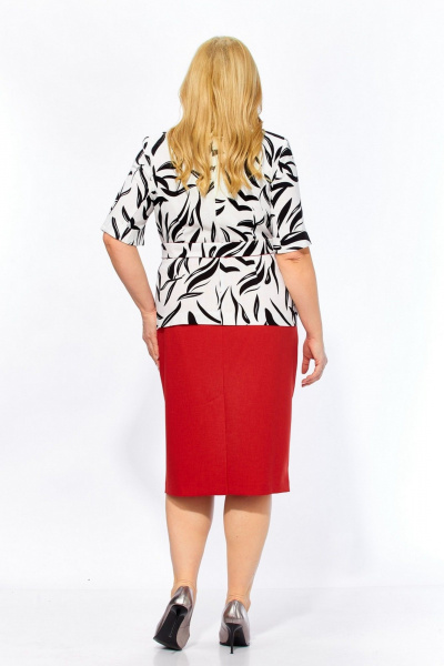 Жакет, юбка Милора-стиль 1361 зебра+красный - фото 5