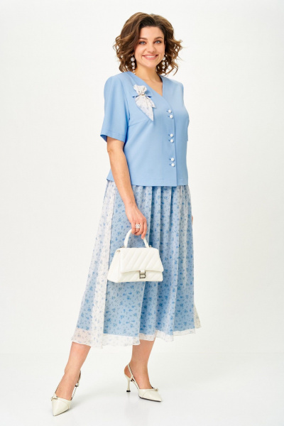 Жакет, юбка Aira Style 24142 голубой - фото 11