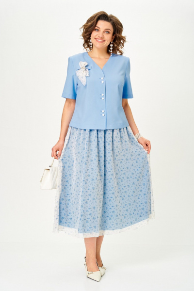 Жакет, юбка Aira Style 24142 голубой - фото 10