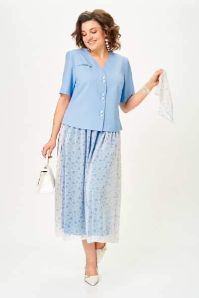 Жакет, юбка Aira Style 24142 голубой - фото 9