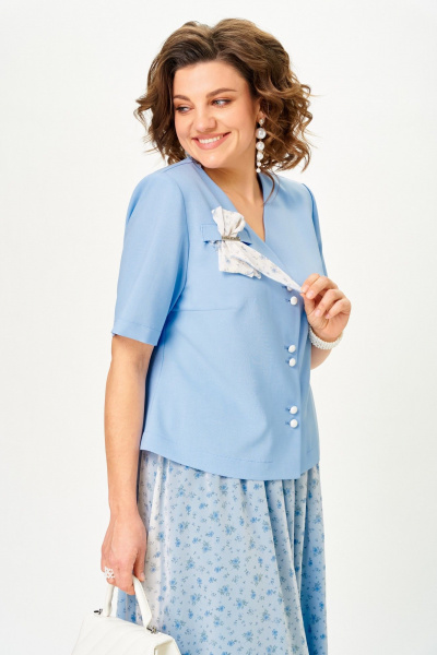 Жакет, юбка Aira Style 24142 голубой - фото 8